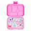 Yumbox Original 6 rekeszes uzsonnás doboz Power Pink Paris mintás kivehető tálcával nyitott állapotban
