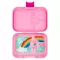 Yumbox Panino Power Pink Rainbow 4 rekeszes uzsonnás doboz nyitva szivárványos belső tálcával