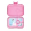 Yumbox Panino 4 rekeszes Power Pink Swan uzsonnás doboz nyitott állapotban hattyús tálcával
