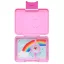 Yumbox Snack Power Pink Rainbow 3 rekeszes uzsonnás doboz nyitott állapotban szivárványos tálcával