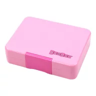Yumbox Snack Power Pink Rainbow 3 rekeszes uzsonnás doboz nyitott állapotban szivárványos tálcával