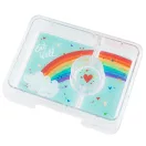 Yumbox Snack 3 rekeszes uzsonnás doboz nyitva szivárvány mintával