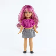 Paola Reina Mini Amigas Soraya 21 cm-es játék baba pink felsőben és szürke szoknyában