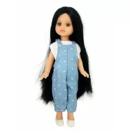Paola Reina Mini Amigas Noah 21 cm-es fekete hajú játékbaba sárga ruhában és szalmatáskával