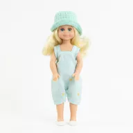 Paola Reina Mini Amigas Bea 21 cm-es szőke játékbaba csillagos ruhában és menta kalappal