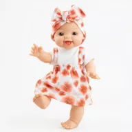 Paola Reina Gordi Leire 34 cm-es mosolygós játékbaba pipacsos ruhában