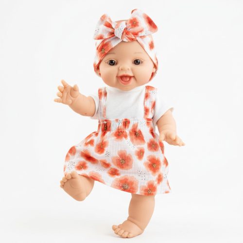 Paola Reina Gordi játék baba pipacsos ruhában - Leire 34 cm
