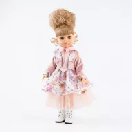 Paola Reina Karen 32 cm-es játékbaba virágos ruhában és fehér bakancsban