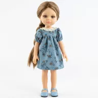 Paola Reina Laura 32 cm-es játékbaba kék virágos ruhában és kék cipőben