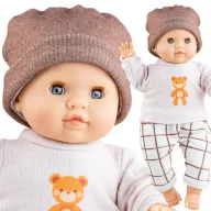 Paola Reina Juan Los Gordis játékbaba 36 cm macis felsőben és kockás nadrágban