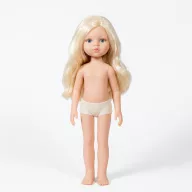 Paola Reina Cristi 32 cm-es szőke játékbaba szemből fehér bugyiban