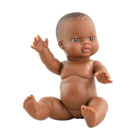  Paola Reina Los Gordis meztelen játékbaba – Sötét bőrű kislány 34 cm