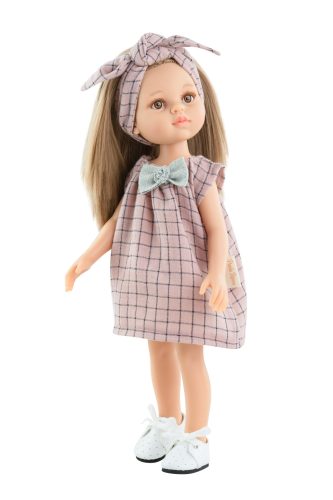 Paola Reina 32 cm-es játékbaba ruha - Rózsaszín kockás