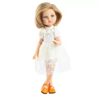 Paola Reina babaruha 32cm-es babákhoz - Fodros fehér ruha