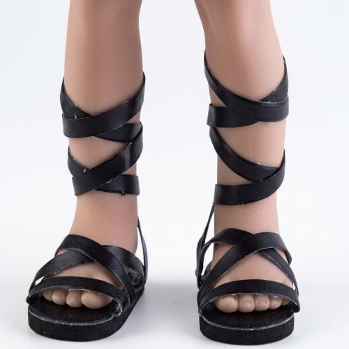 Paola Reina kiegészítő Amigas 32 cm-es babákhoz - Fekete gladiátor szandál