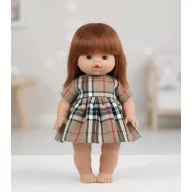 Przytullale kockás babaruha 34 cm-es babán bemutatva