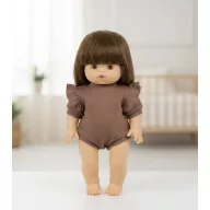 Przytullale Csokoládé csoda barna fodros babaruha 34 cm-es babán