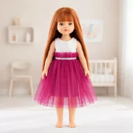 Przytullale Tüllvarázs babaruha 32 cm-es babán fehér felsővel és magenta tüllszoknyával