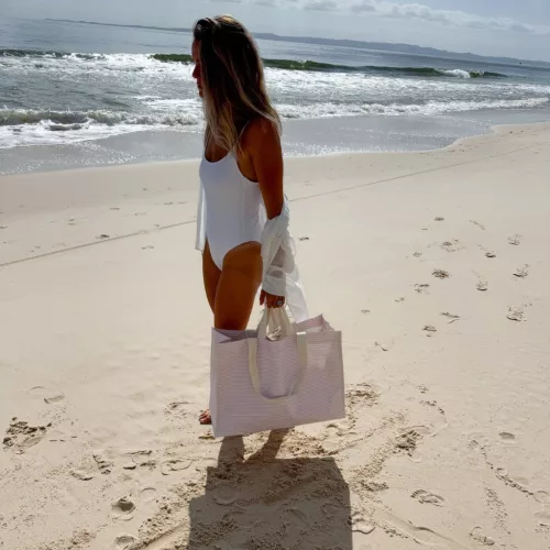 Sunnylife Strandtáska - Lazy Days Pink Stripe - Belül