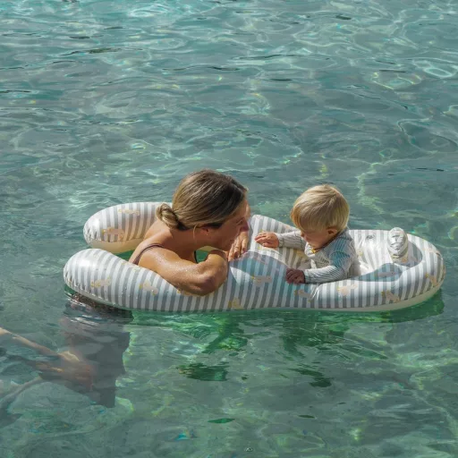 Sunnylife kétszemélyes együtt a babával úszógumi - Duck Sage Stripe