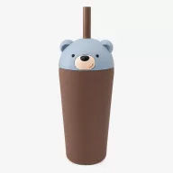 Asobu Bestie Sippy Maci barna kulacs kék macifejes kupakkal és szívószállal