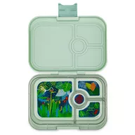 Yumbox Panino 4 rekeszes uzsonnás doboz nyitva dzsungelmintás belső tálcával