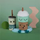 Asobu Fuzzie Beanie 350 ml-es menta és barna plüss kulacs ovisoknak