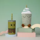 Asobu Fuzzie Mimi 350 ml-es zöld plüss borítású hőtartó gyerek kulacs