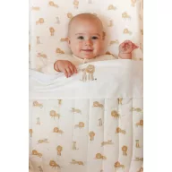 Little Dutch Safari Leo 60x120 cm-es gumis pamutlepedő oroszlános mintával a saroknál