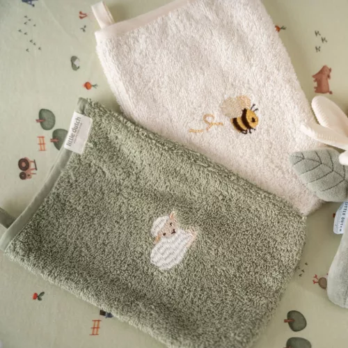 Little Dutch hímzett baba fürdőkesztyű 2 db - Little Farm