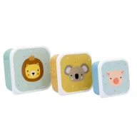 Tutete szafari mintás 3 darabos uzsonnás doboz szett oroszlán, koala és malac mintával