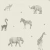 Design gyerekszoba tapéta - Szafari állatai bézs alapon