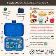 Yumbox Original 6 rekeszes piros uzsonnás doboz kutyás és cicás mintájú belső tálcával
