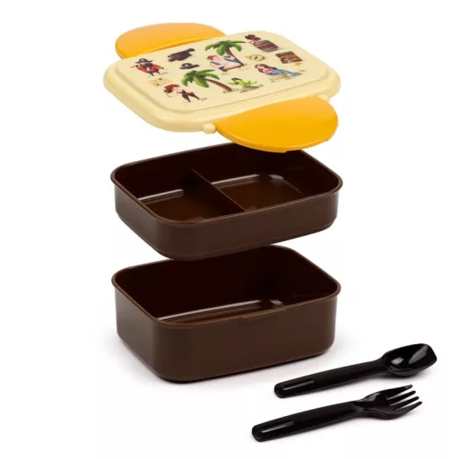 Bento uzsonnás doboz evőeszközökkel - Jolly Rogers kalózok kincse