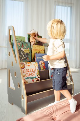 Montessori könyvespolc és játéktároló - Maxi szürke