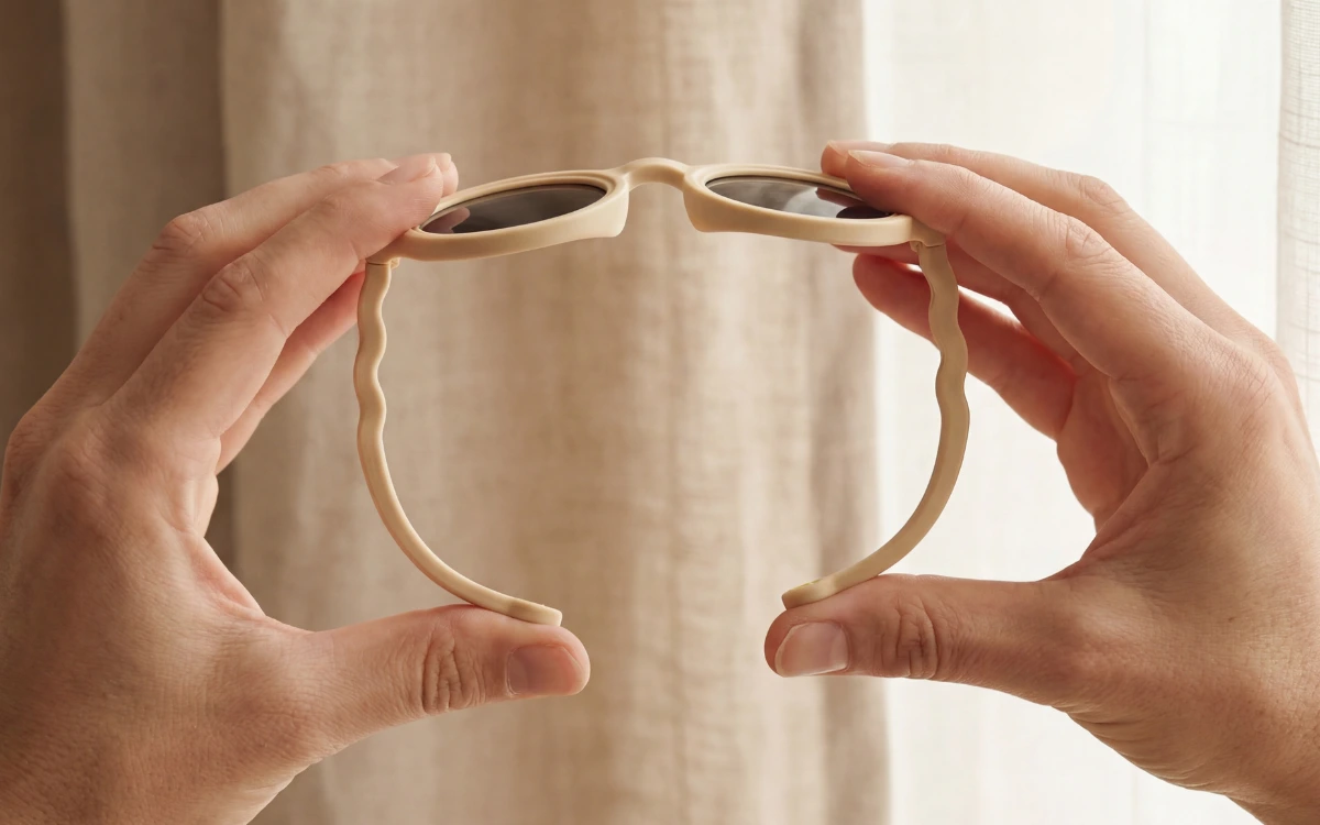 TR90 keretű gyerek napszemüveg rugalmassági teszt – hajlik de nem törik