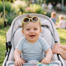 Napszemüveg babakocsihoz – mikor kell, melyik illik, hogyan marad rajta?