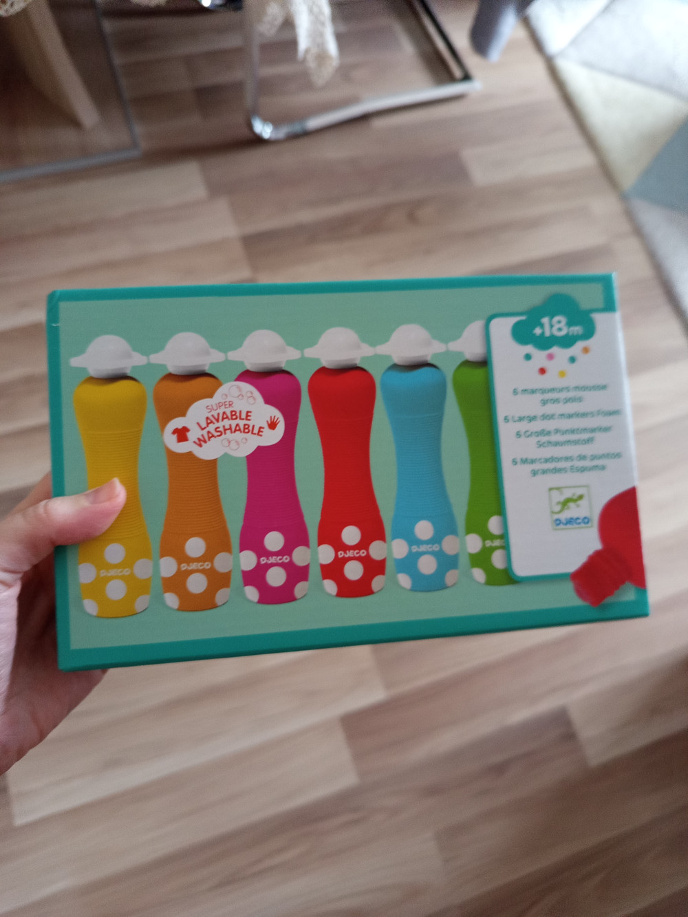 Djeco Marok filc 6 színben - Pontozó festés - 6 foam markers
