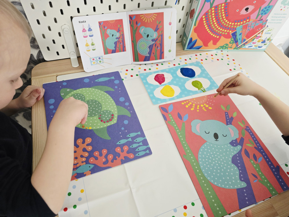 Djeco Képfestés pöttyökkel - Állatok pöttymintákkal - Pointillism